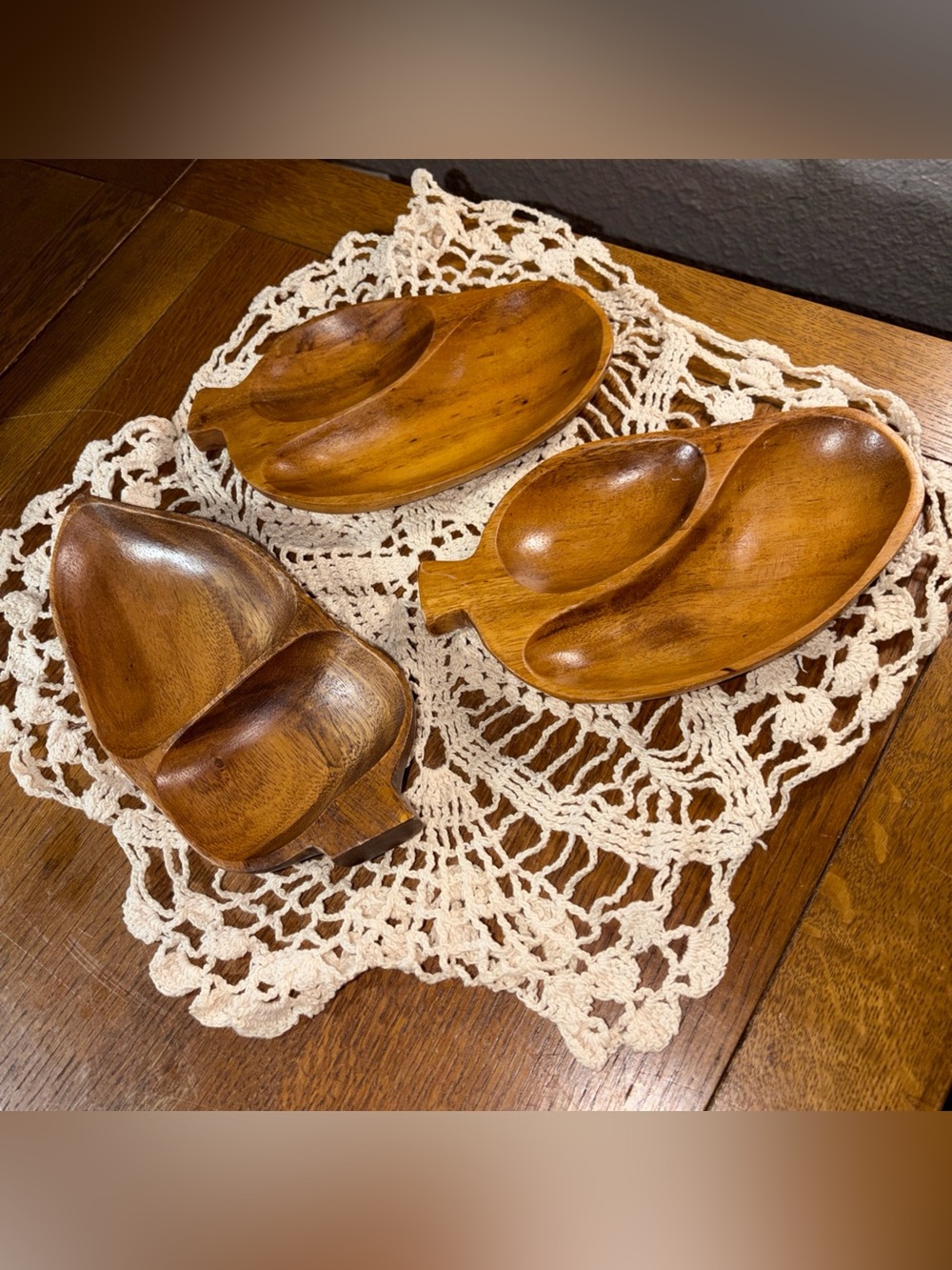 Vintage Monkey Pod Wood Bowls Davar Made in Philippines MCM